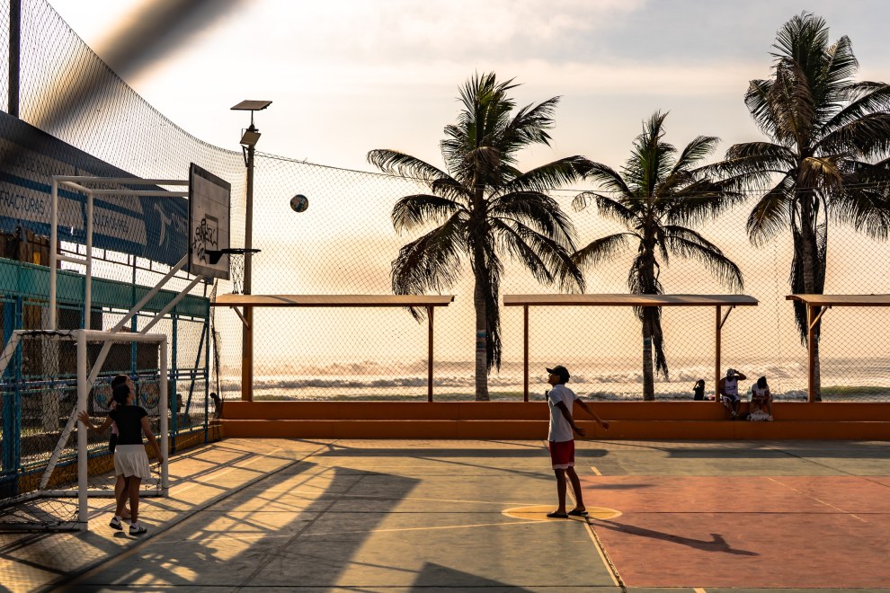 Basketball court at the beach in Huanchaco, Peru